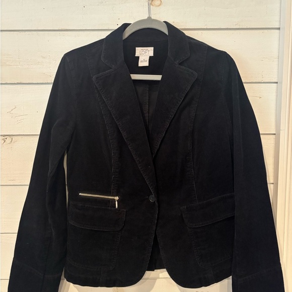LOFT Black Blazer corduroy Classic Suit Jacket - Picture 12 of 14